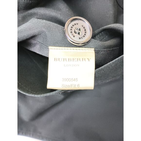 Burberry Women's Black Cotton Sandrigham Long Trench Coat Size 4 US - Picture 7 of 7